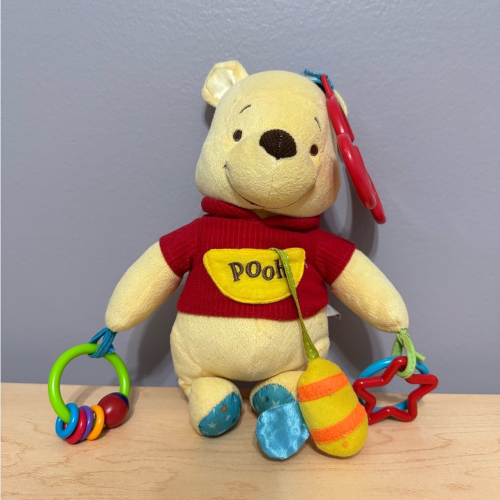 Disney Baby Winnie‎ the Pooh Plush Stuffed Toy Stroller Rattle Crinkle 15"